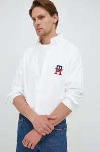 Bavlněné tričko Tommy Hilfiger bílá barva, regular, s límečkem button-down #3908258