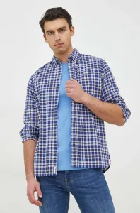 Bavlněné tričko Tommy Hilfiger tmavomodrá barva, regular, s límečkem button-down