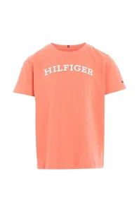Dětské bavlněné tričko Tommy Hilfiger oranžová barva
