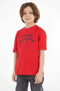 Dětské bavlněné tričko Tommy Hilfiger červená barva, s potiskem #5581406