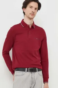 Tričko s dlouhým rukávem Tommy Hilfiger vínová barva, s potiskem