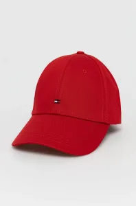 Čepice Tommy Hilfiger červená barva, hladká #1939872