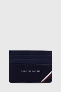 Kožené pouzdro na karty Tommy Hilfiger tmavomodrá barva