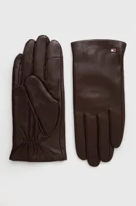 Kožené rukavice Tommy Hilfiger pánské, hnědá barva