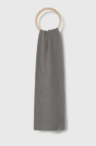 Šátek s příměsí kašmíru Tommy Hilfiger šedá barva, hladký #5685635