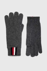 Vlněné rukavice Tommy Hilfiger pánské, šedá barva