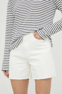 Džínové šortky Tommy Hilfiger dámské, bílá barva, hladké, high waist