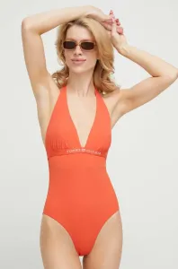Jednodílné plavky Tommy Hilfiger oranžová barva, mírně vyztužený košík