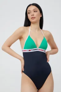 Jednodílné plavky Tommy Hilfiger zelená barva, mírně vyztužený košík