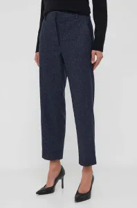 Kalhoty s příměsí vlny Tommy Hilfiger tmavomodrá barva, fason cargo, high waist, WW0WW41179