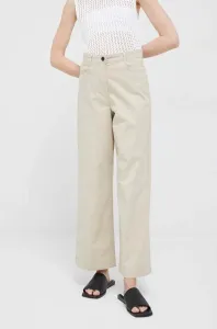 Kalhoty Tommy Hilfiger dámské, béžová barva, široké, high waist #5004969