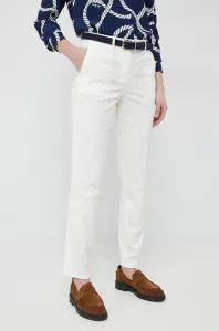 Kalhoty Tommy Hilfiger dámské, bílá barva, jednoduché, medium waist #5256005