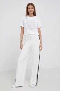 Kalhoty Tommy Hilfiger dámské, bílá barva, s potiskem #6131817