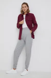 Kalhoty Tommy Hilfiger dámské, šedá barva, hladké