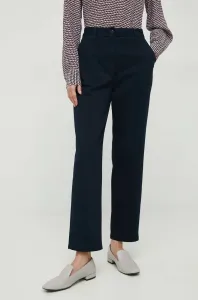 Kalhoty Tommy Hilfiger dámské, tmavomodrá barva, jednoduché, high waist #4287213