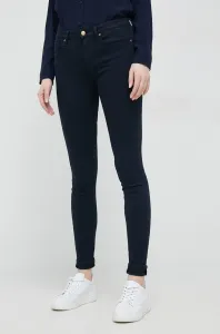 Kalhoty Tommy Hilfiger dámské, tmavomodrá barva, přiléhavé, medium waist #5309171