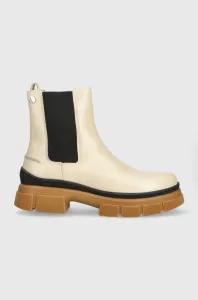 Kožené kotníkové boty Tommy Hilfiger Preppy Outdoor Low Boot dámské, béžová barva, na plochém podpatku #5520099