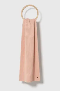 Šátek s příměsí kašmíru Tommy Hilfiger růžová barva, hladký #5969762