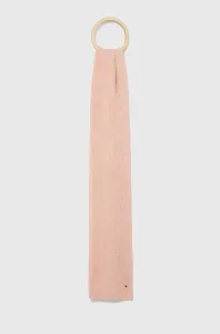 Šátek s příměsí kašmíru Tommy Hilfiger růžová barva, hladký #3437641