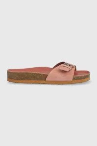 Semišové pantofle Tommy Hilfiger TH MULE SANDAL SUEDE dámské, růžová barva, FW0FW07071 #6105775