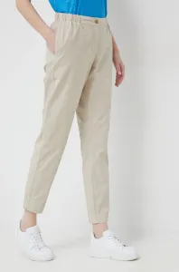 Bavlněné kalhoty Tommy Hilfiger béžová barva, jednoduché, high waist #4841516
