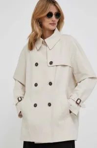 Kabát Tommy Hilfiger dámský, béžová barva, přechodný, dvouřadový #5318849