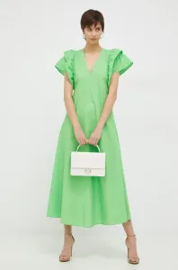 Bavlněné šaty Tommy Hilfiger zelená barva, maxi