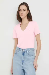 Bavlněné tričko Tommy Hilfiger růžová barva #4179941