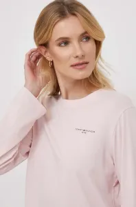 Tričko s dlouhým rukávem Tommy Hilfiger růžová barva