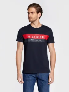 Bavlněné tričko Tommy Hilfiger tmavomodrá barva, s potiskem #3436683