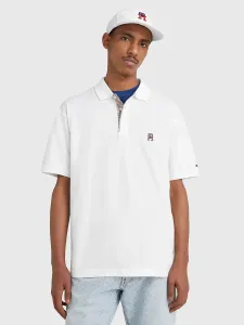 Tommy Hilfiger pánské bílé polo tričko - M (YBR) #4466811