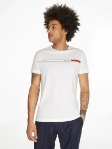 Tommy Hilfiger pánské bílé tričko - L (YBR) #1420338