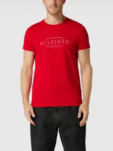 Bavlněné tričko Tommy Hilfiger červená barva, s potiskem #4021315