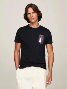 Bavlněné tričko Tommy Hilfiger tmavomodrá barva, s potiskem, MW0MW33687