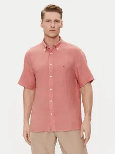 Tommy Hilfiger pánská lněná růžová košile  - XXL (TJ5)