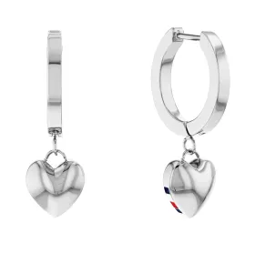 Tommy Hilfiger Moderní ocelové náušnice kruhy s přívěsky Hanging Heart 2780664 #3945388