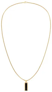 Tommy Hilfiger Originální pozlacený náhrdelník s onyxem 2790541