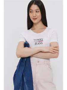 Tommy Jeans dámské bílé tričko - L (YBR) #1410460