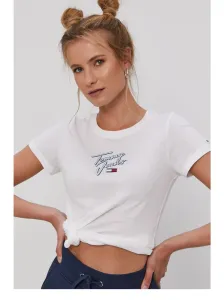 Tommy Jeans dámské bílé tričko  - M (YBR) #1410291
