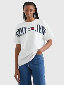 Tommy Jeans dámské bílé tričko - M (YBR) #4932047
