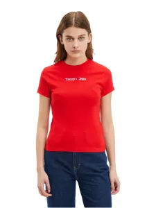 Tommy Jeans dámské červené tričko - L (XNL) #1422834
