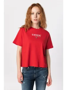 Tommy Jeans dámské červené tričko - S (XNL) #3527671
