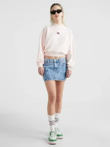 Bavlněná mikina Tommy Jeans dámská, růžová barva, hladká #4395460