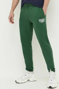 Bavlněné kalhoty Tommy Jeans zelená barva, hladké