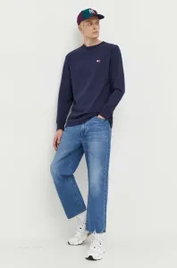 Bavlněné tričko s dlouhým rukávem Tommy Jeans tmavomodrá barva, s aplikací #6055091