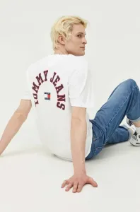 Bavlněné tričko Tommy Jeans bílá barva, s potiskem #5387526