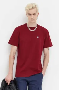 Bavlněné tričko Tommy Jeans vínová barva, s aplikací #6055243