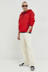 Bunda Tommy Jeans pánská, červená barva, přechodná #4981259