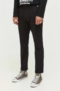 Kalhoty Tommy Jeans pánské, černá barva, ve střihu chinos
