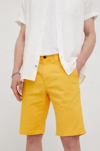 Kraťasy Tommy Jeans Scanton pánské, žlutá barva